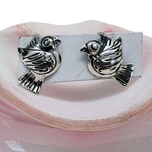 Vintage Mexico 950 Silver Sparrow Love Bird Stud Earrings